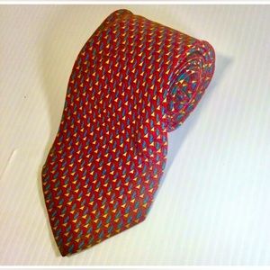 Metropolitan Vintage Silk Tie 100% Silk Classic Red Blue Yellow Hand Finish USA